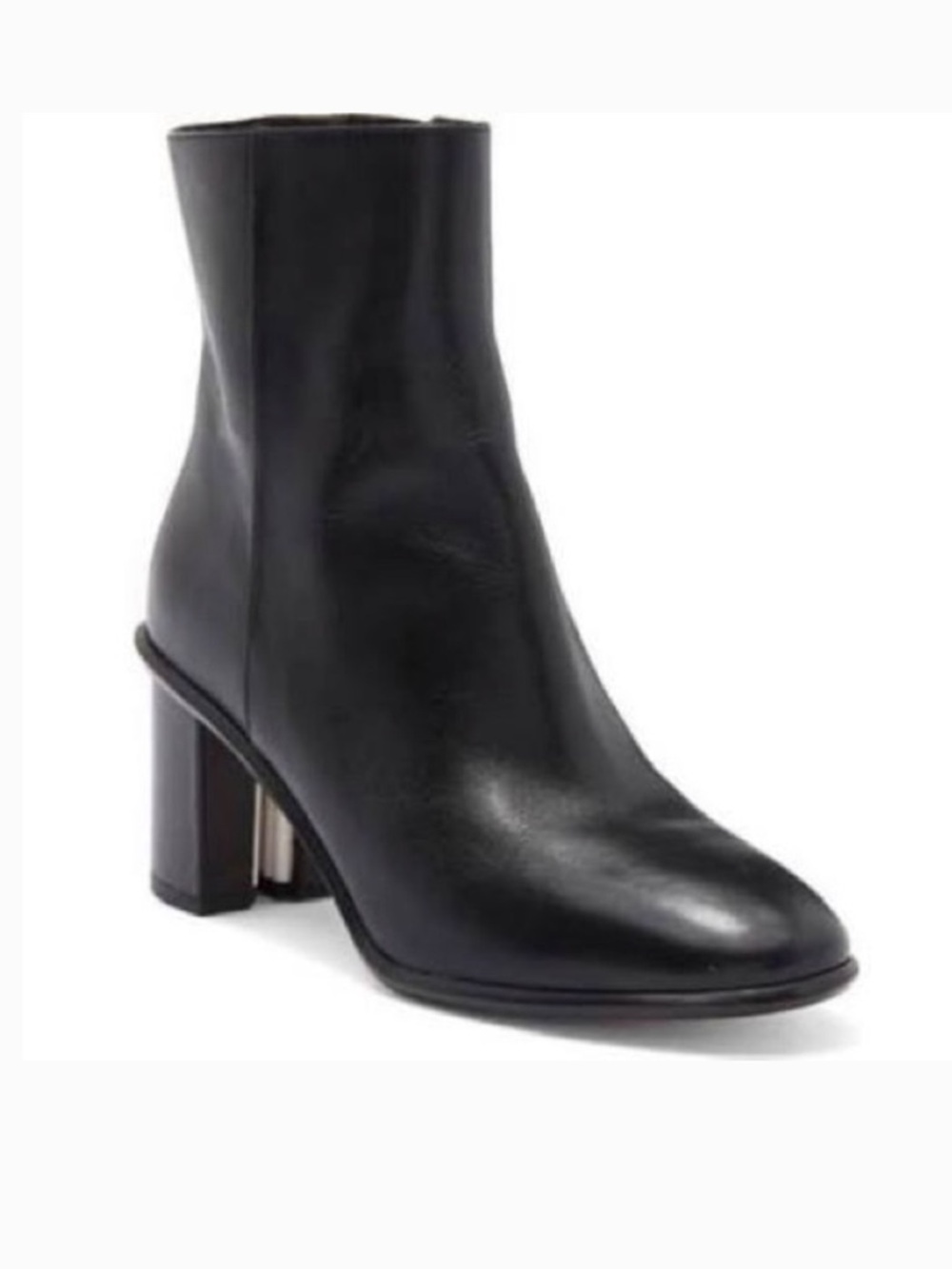 Tory Burch Brooke Stamped Heel Black Leather Bootie